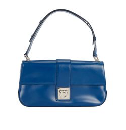 Shoulder Bag, Leather, Blue, 3*